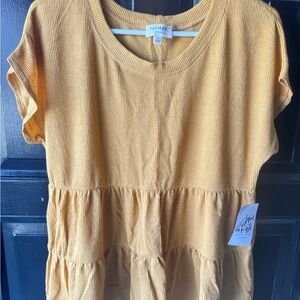 Escape by Joie de Vie Mustard Tiered Blouse